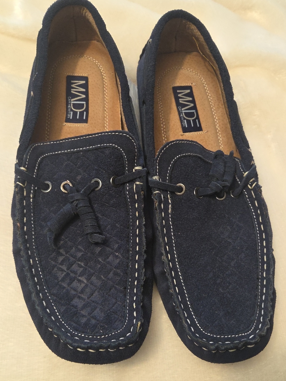Newton Navy Quilted Suede Slip-On Loafers